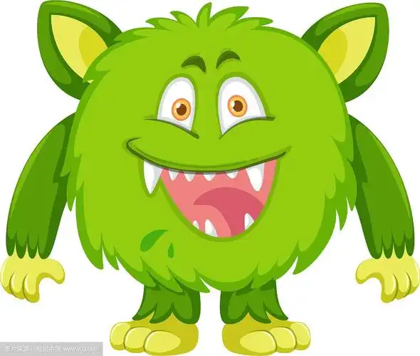 白色背景上的绿色怪物角色