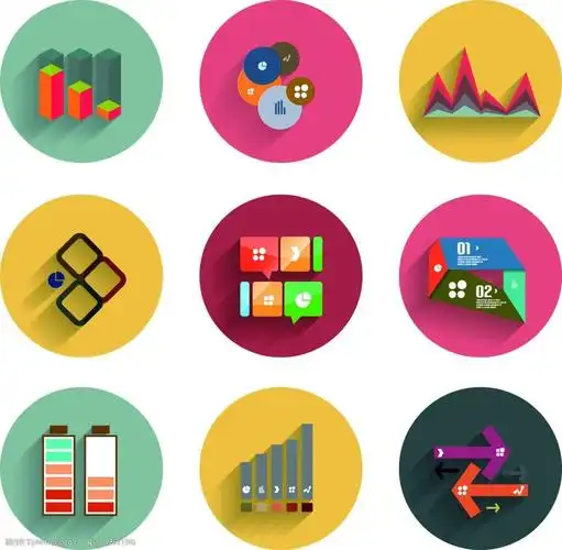 彩色创意扁平化数据图标矢量