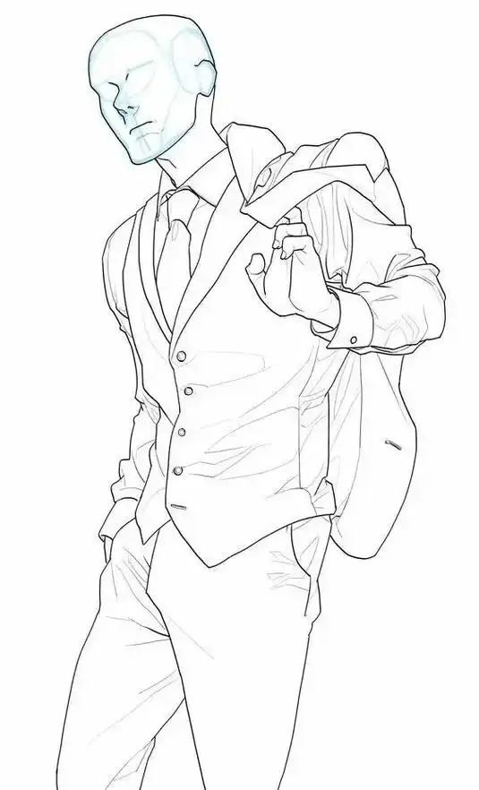 痞帅绅士系列绘画素材绘画模板.#绘画素材 #绘画 #线稿 # - 抖音