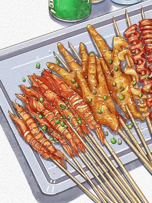 水彩 烧烤 |插画|艺术插画|江南入墨 - 原创作品 - 站酷 (zcool)