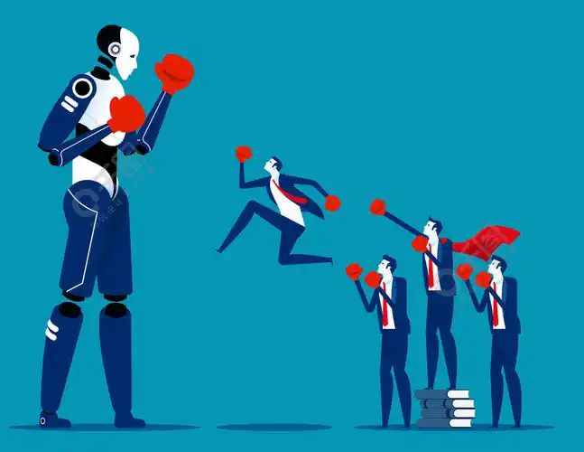 人类团队对抗人工智能概念业务人与机器人矢量图