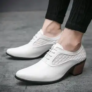 男士高跟鞋增高6cm尖头皮鞋发型师夜店英伦鞋影楼结婚皮鞋高跟鞋