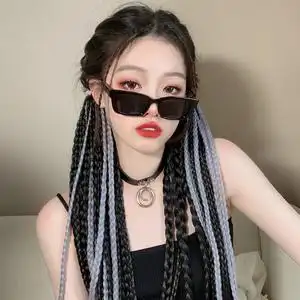 脏辫假发马尾 彩色脏脏辫发绳 网红嘻哈麻花长辫假发女长发