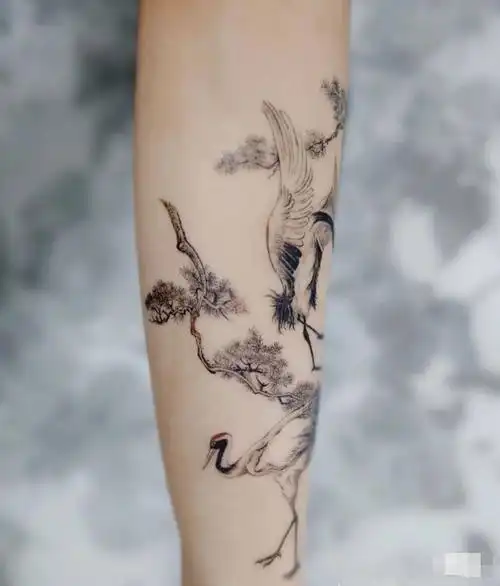 最新仙鹤纹身图案大全仙鹤纹身有什么寓意8