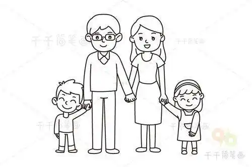 简笔画全家福 简笔画全家福5人 五口之家