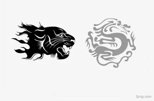 老虎和龙png素材透明免抠图片-其他元素