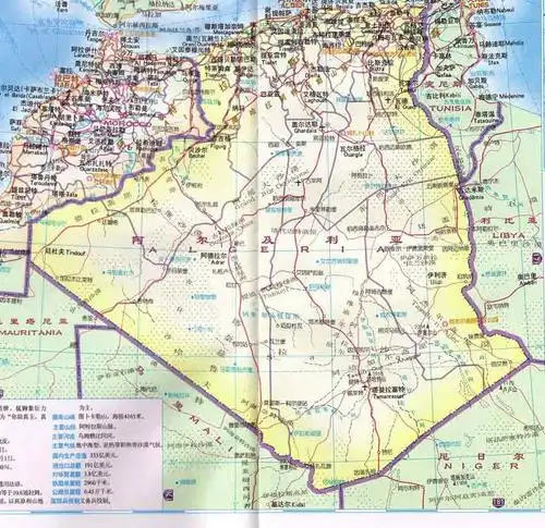 阿尔及利亚旅游地图
