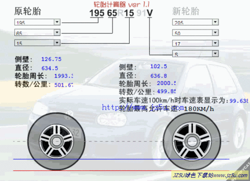 汽车轮胎计算器swf格式绿色版方便计算出汽车轮胎的外径