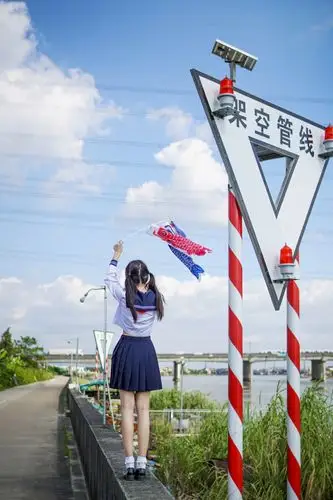 双马尾##背影# 夏末飘扬的鲤鱼旗模特:cindy 作者:reborn