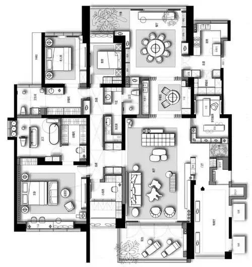今天我们就来欣赏一款优化到极致的大平层户型.