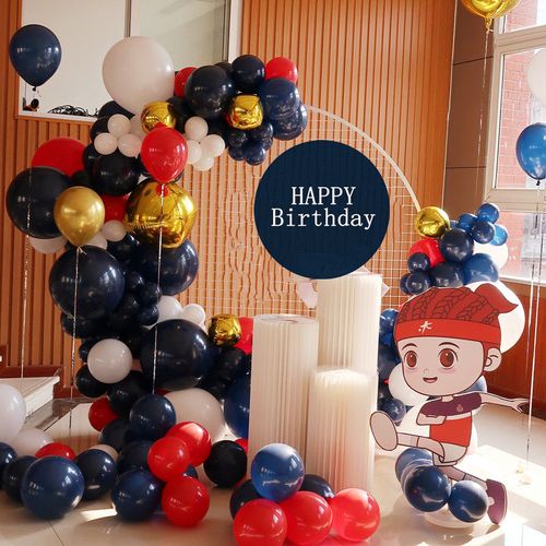 墨蓝夜蓝色气球链套餐乳胶汽球男孩生日酒店室内家庭派对装饰布置