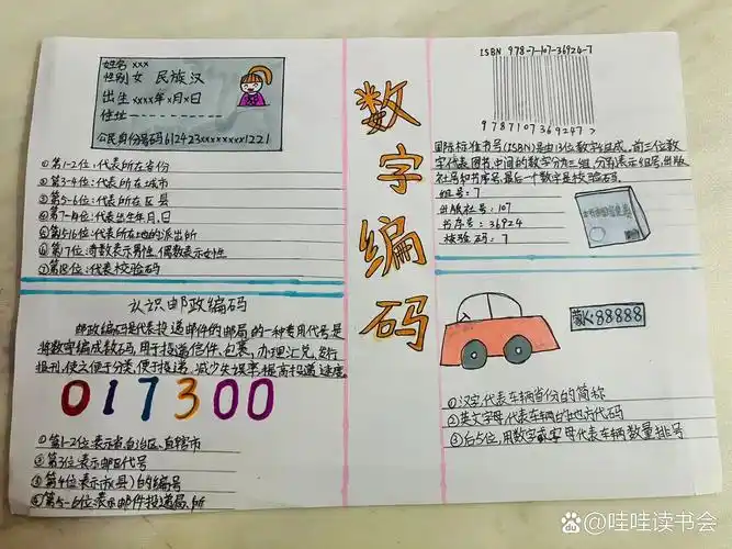 三年级数字编码手抄报