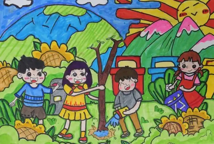 保护环境,小学部同学有"画"说_绿色家园_迟日_花草