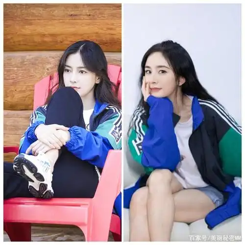 "时尚女神"杨幂,杨颖,穿同款绿色外套配白色t恤,你更喜欢谁