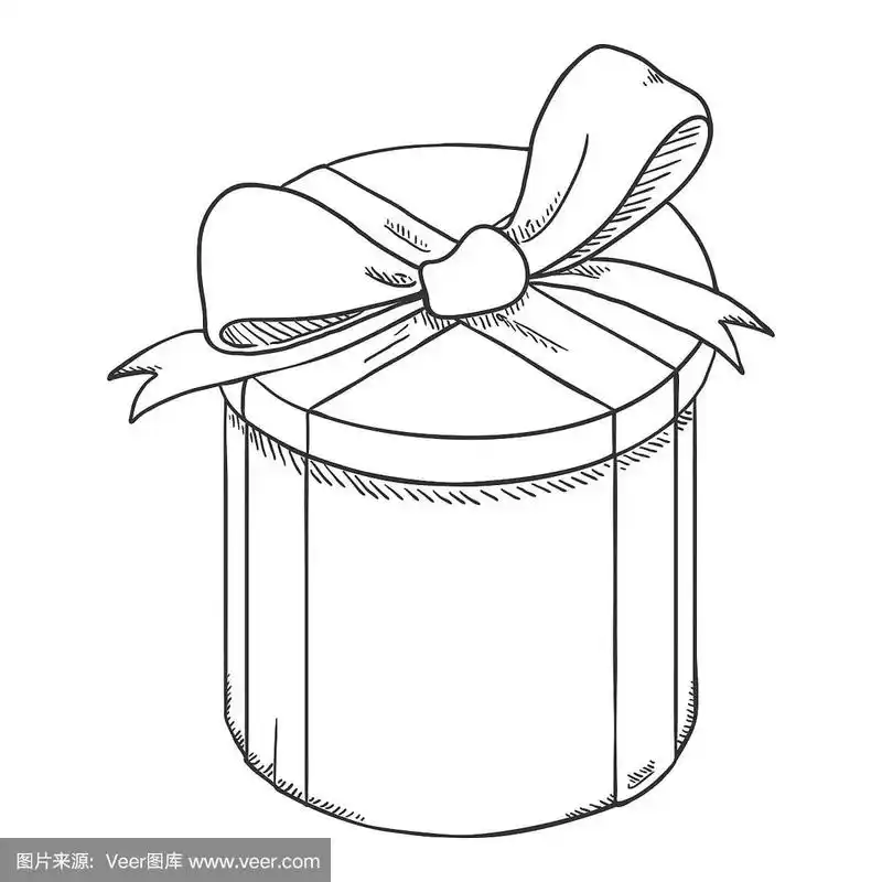 矢量素描礼品盒丝带和蝴蝶结