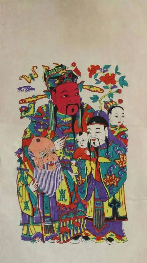 福禄寿三星 清版后印 68x40cm"威海市博物馆馆藏年画精品展"展期:2022