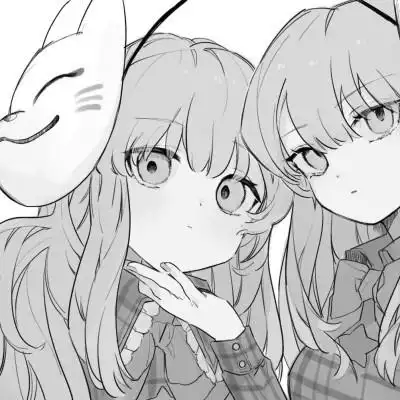 黑白动漫女闺蜜头像