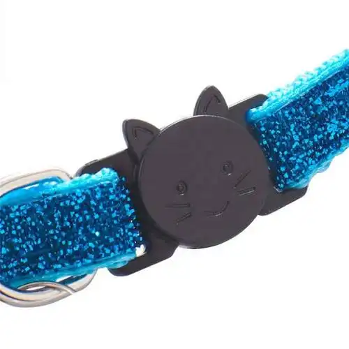 猫头安全扣小闪闪绒铃亮片小猫宠物项圈