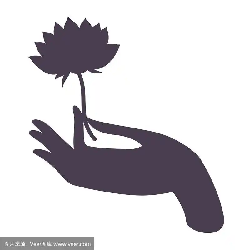 美丽的佛手捧莲花.向量silhuette孤立.适合的标志.