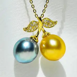 100sime/思漫珠宝海水大溪地黑珍珠南洋金珠路路通18k金珍珠吊坠项链