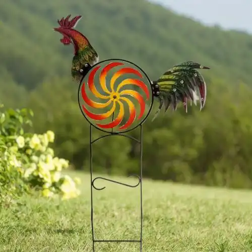 户外风收集庭院庭院花园装饰草坪风旋器-公鸡金属风车-阿里巴巴
