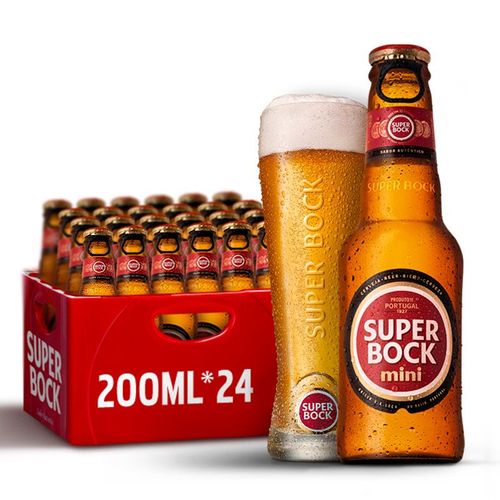 超级波克啤酒super bock拉环黄啤200ml*24瓶葡萄牙进口