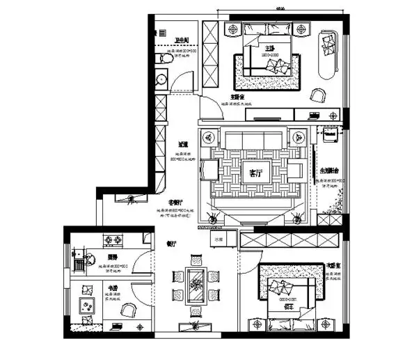 合肥置地广场栢悦公馆114㎡简美风格设计三居室效果图-家居装饰-合肥
