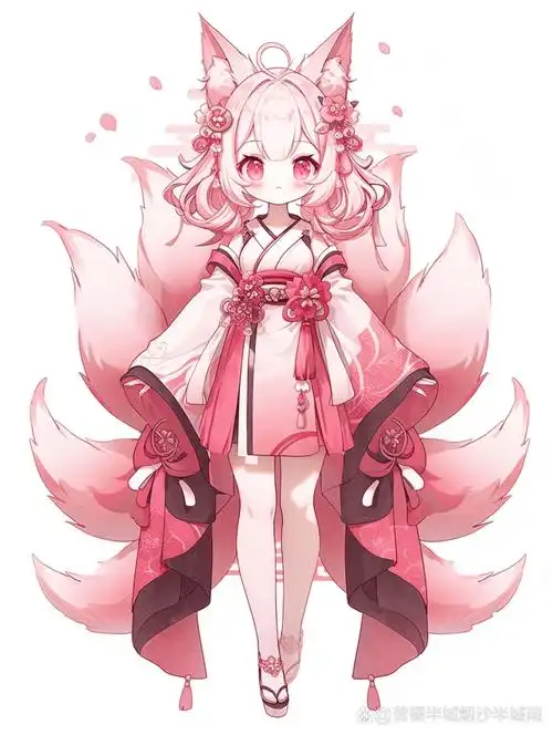 粉色九尾狐古风壁纸