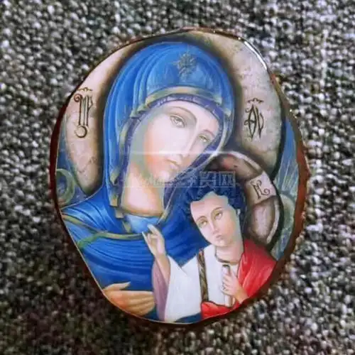 永援圣母——泰国柚木水晶圣物盒(小号)