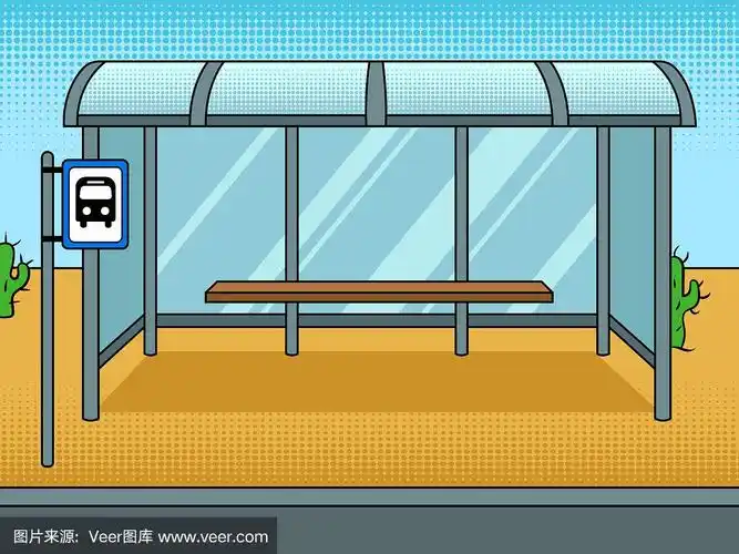 公交车站卡通波普艺术