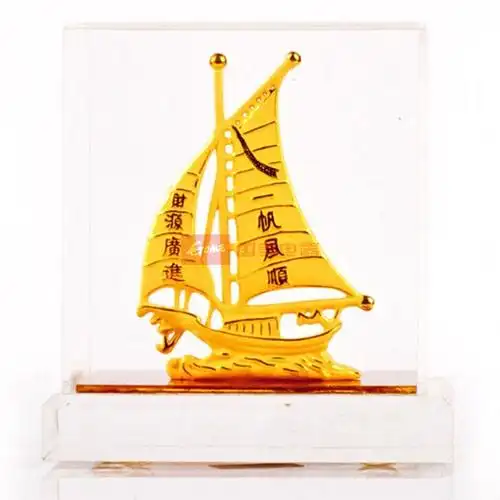 梦克拉千足金铸金摆件一帆风顺