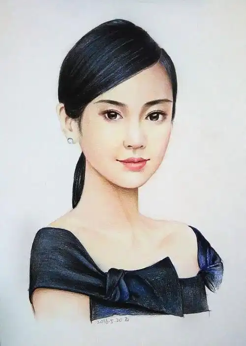 彩铅人物angelababy 附过程
