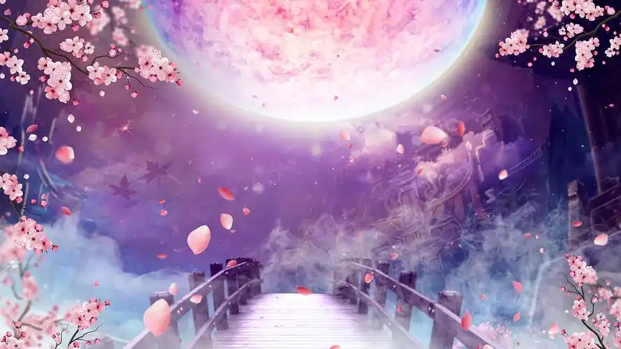 4k唯美古风梦中幻境半壶纱视频背景ae模板桃花半壶纱背景