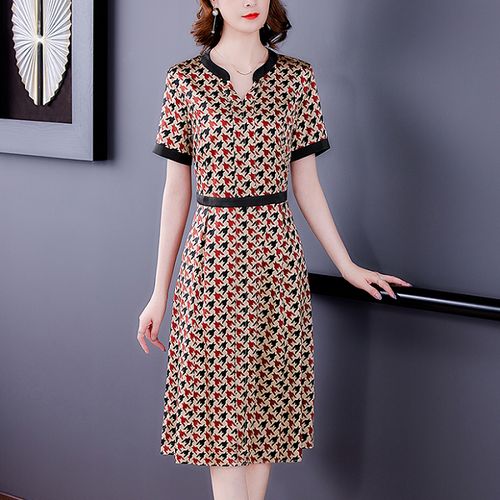 韵动犸真丝连衣裙女夏季新款轻奢真丝碎花裙女桑蚕丝裙子女高端品牌