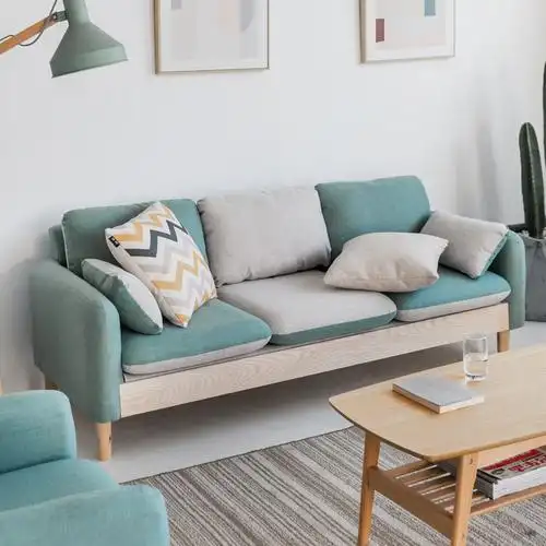 北欧小户型沙发双三人位卧室木家具公寓出租房用女网红款现代简约