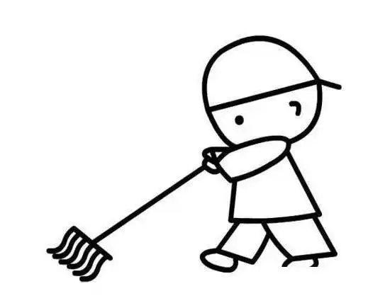 帮忙家里做劳务的小女孩扫地的简笔画图片