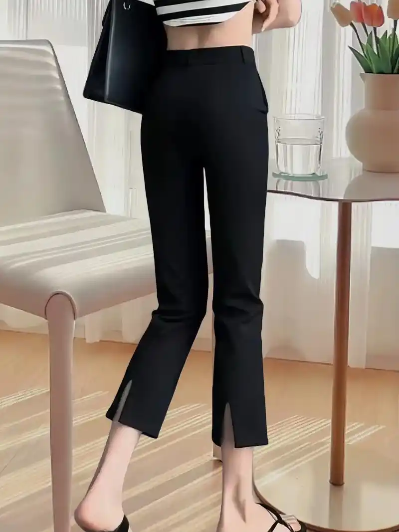 精致女人必备 #优雅知性 黑色冰丝裤,一款时尚与魅力并存的裤子