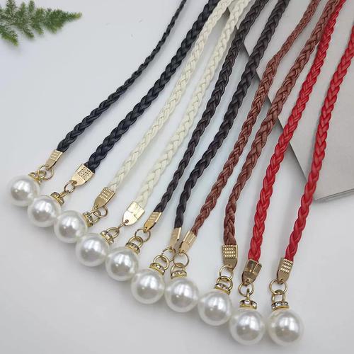 编织腰带女连衣裙链装饰珍珠细腰绳新手工收腰打结简约气质腰链