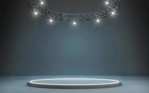 舞台背景与聚光灯. 三维渲染照片