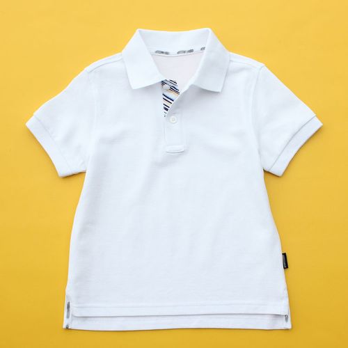 y夏季男童女童全棉纯白门襟彩条翻领英伦polo短袖t恤中小学校服