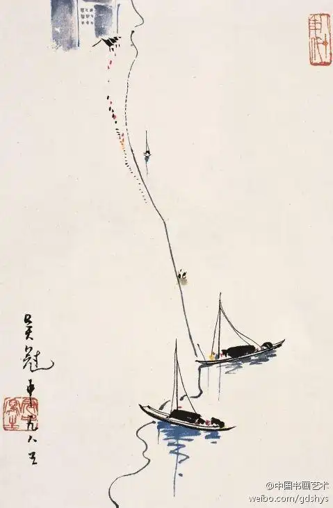 吴冠中作品湖畔