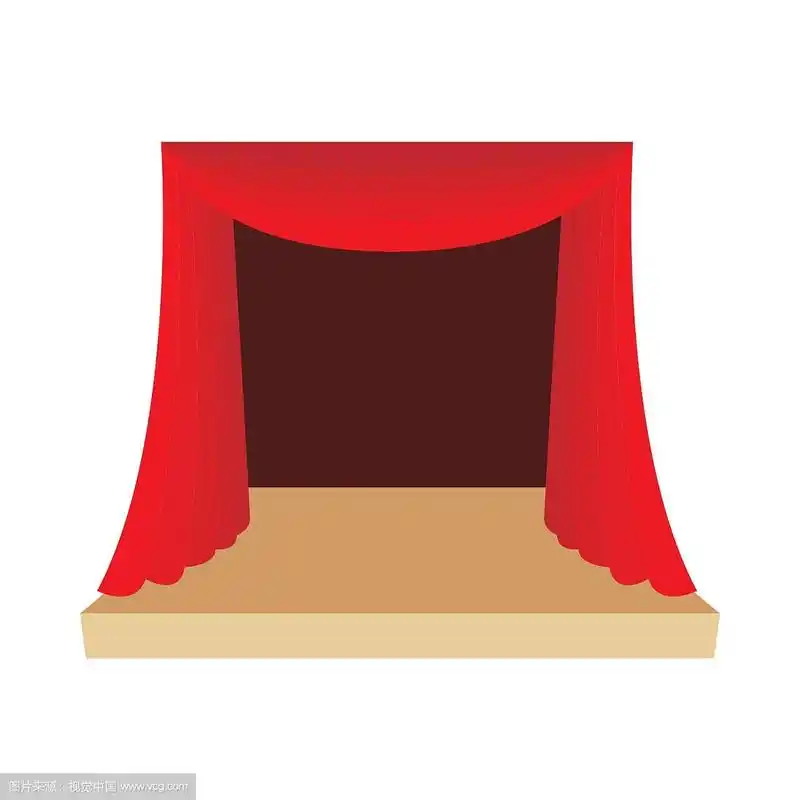 剧场舞台采用卡通风格的红色窗帘图标