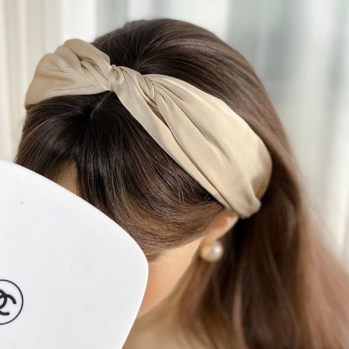 【大地色通勤】交叉高颅顶绸缎发箍女白色头箍宽边头饰韩国饰品