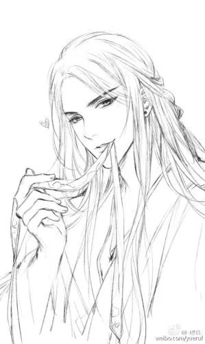 古风线稿 黑白手绘