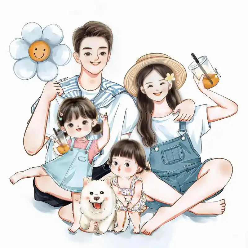 一家四口头像 #世界很甜因为有你们 我有两女儿 - 抖音