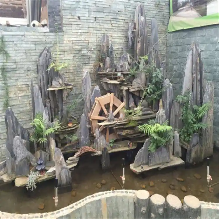 北京平谷天然石假山水泥景观假树制作厂家庭院小型假山流水工程
