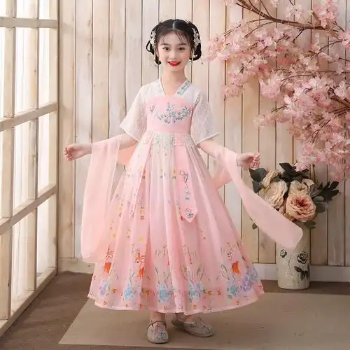 女童汉服风童装儿童古装襦裙超仙女古风小女孩唐装连衣裙夏季