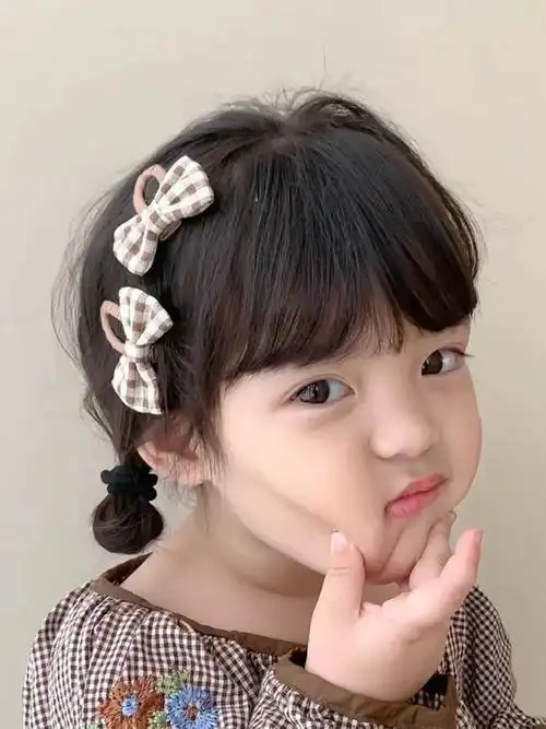 儿童假发女孩双丸子头可爱短头发自然空气刘海宝宝日常写真全头套抖音