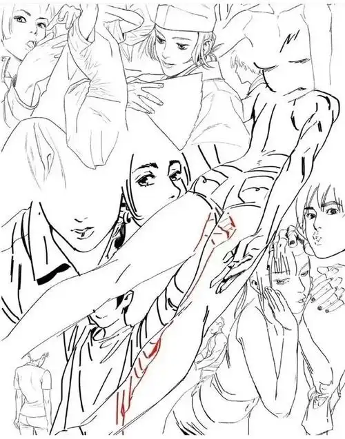 「素材」多人动态线稿素材参考