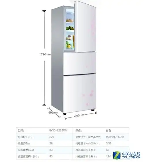 家电 正文 海尔bcd-225fm冰箱左开门设计,r600a环保制冷剂,单循环定频